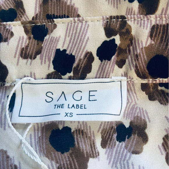 NWT SAGE Sz XS Taupe, Brown,& Black Leopard Print Women’s cropped Blouse - Picture 7 of 11